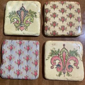Rare Kate McRostie Fleur-de-lis Coasters